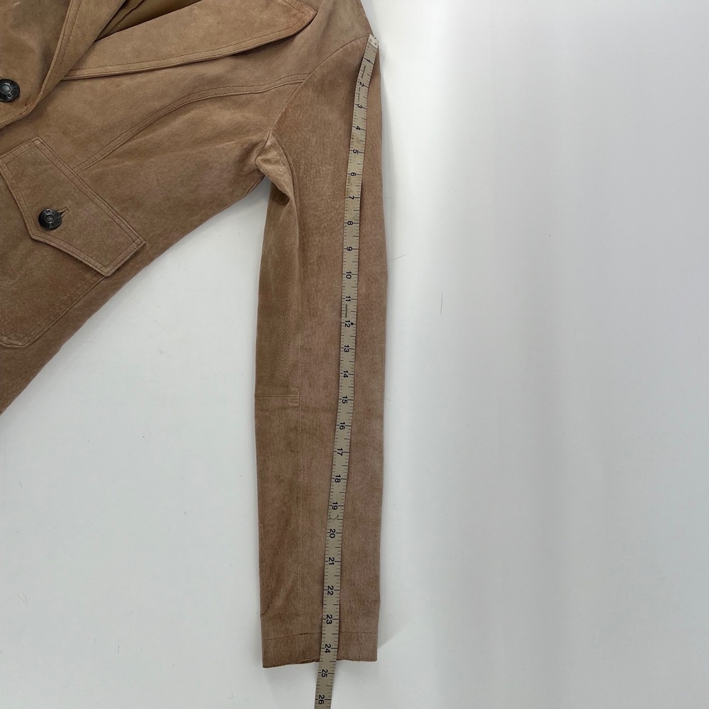 BB Dakota Suede Leather Blazer Womens M Taupe Brown Y2K Fitted Jacket - Picture 8 of 8